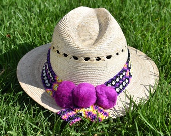 PANAMA HAT, straw fedora,straw beach hat, straw summer hat,mexican hat,handwoven belt,straw hat,festival hat,colorful hat,straw fedora