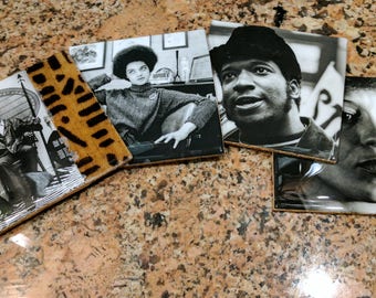 Nambili 'Black Panther Party' Photo Drink Coaster Set