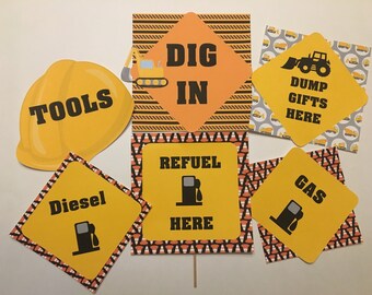 Construction Birthday signs, construction party decorations, construction food signs, construction food sticks, construction theme,