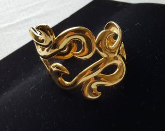 Vintage Filigree Wide Cuff Goldtone Bracelet