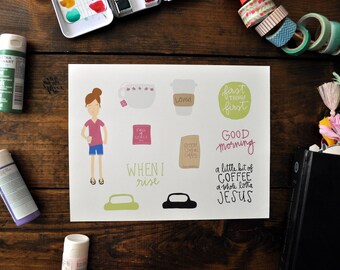 Waking With Jesus Cutout Stickers, Printable, Scrapbooking, Bible Journaling, Digital Download