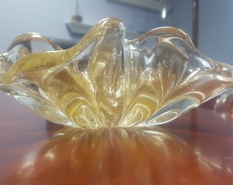 Gold Leaf Murano glass bowl possibly Archimede Seguso