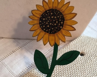 Copper Hand Painted Sunflower Pin/Brooch