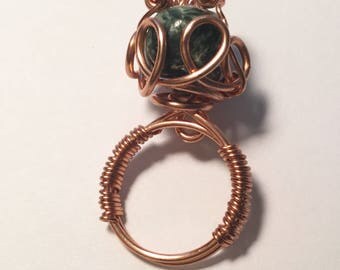 Copper Wire-Wrapped Seraphitine Ring