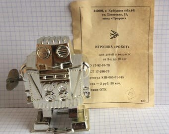 Vintage Russian Ussr PLASTIC MECHANICAL Toy Doll "ROBOT" 1980's