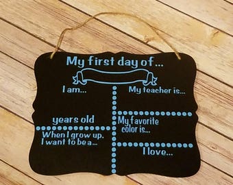 Back to school chalkboard, first day of kindergarten, first day chalkboard, first day of school sign, reusable first day of school sign