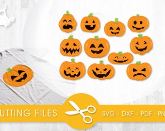 Pumpkin Faces cutting files, svg, dxf, pdf, eps included - cut files for cricut and silhouette - Cutting Files SVG