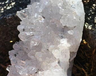 Pocket Sized Chrysanthemum Clear Quartz Cluster