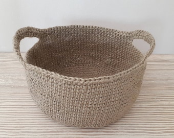 Handmade Crochet Jute Storage Basket, Decorative Storage, Jute Basket, Dekorative Jute Korb