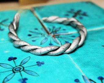 Silver Twist Bracelet, Clay Jewellery, Viking Jewelry, LARP, Medieval Cosplay, Elvin accessory, Twisted Bangle, Bohemian,