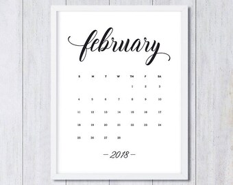 February 2018 printable pregnancy baby announcement calendar social media flat lay photo prop due date save the date digital file download