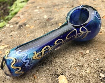 Heavy Dichroic Glass Pipe - 5" Glass Art Spoon, Smoking Bowl Glass Smoking Pipe KS1