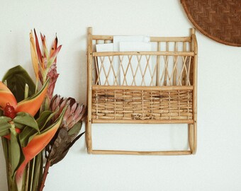 Vintage Wicker Wall Basket / Letter Basket / Mail Basket / Home Basket