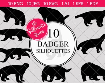Badger Silhouettes Clipart Clip Art (AI, EPS, SVGs, JPGs, PNGs, PDF) , Badger Branch Clip Art Clipart Vectors - Commercial and Personal Use