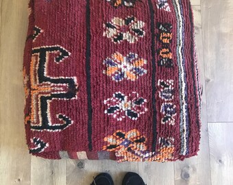 Vintage Moroccan Boujad Pouf, Moroccan Pouf, Vintage Floor Cushion
