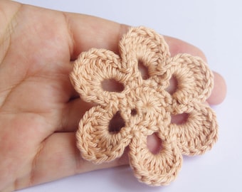 6 petals flower - Corail Pink White or Purple cotton - craft supplies motif scrapbooking - 6,6 cm