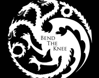 Game of Thrones Inspired GoT Khaleesi Daenerys Targaryen Bend The Knee Sigil T-Shirt