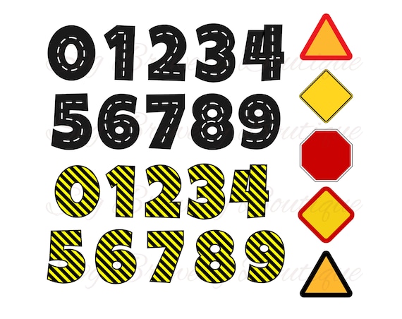 Download Under construction theme numbers signs SVG layered PNG