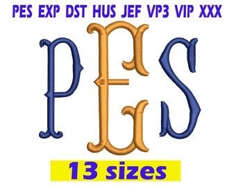 FishTail Monogram Embroidery / FishTail Monogram embroidery design/ INSTANT download
