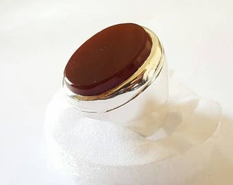 Yemeni Aqeeq Ring Blood Black Red Agate Ring Akik Agate Aqeeq 925 Sterling Silver Ring islamic Ring Real agate Ring For Men Shia Aqeeq Rings