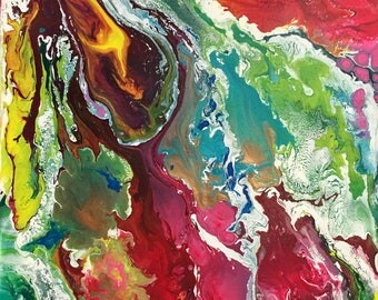 Original Abstract Painting, Acrylic on Canvas, 16" by 16", Modern, Contemporary