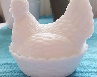 Vintage Milk Glass Chicken Egg Holder Vintage Kitchenalia