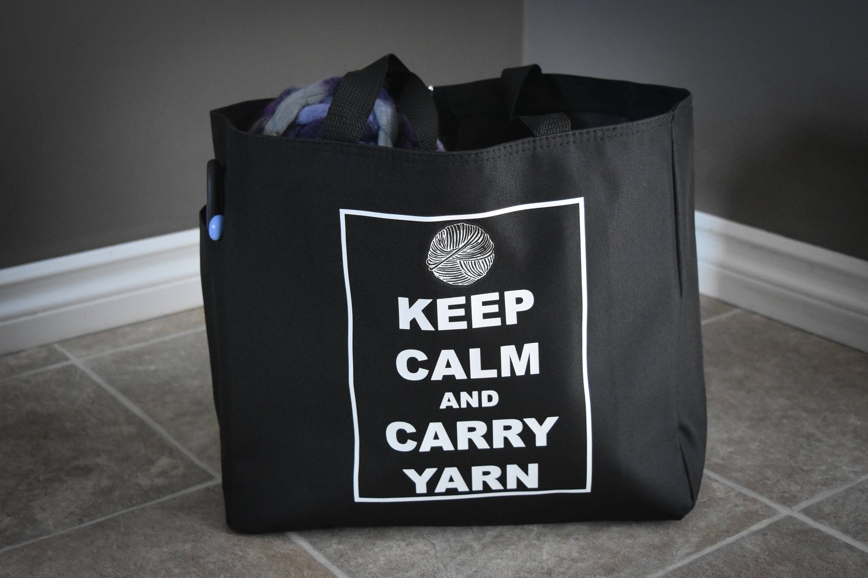 Keep Calm and Carry Yarn tote bag