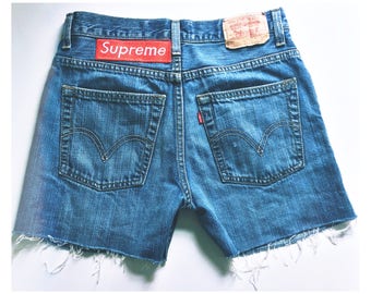 SUPREME x Levi's raw edge cut offs