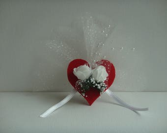 Kit magnetic brooch heart bouquet on a nest of tulle with Lavender for your event