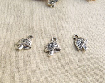 5 charms mushroom 16 x 13 mm silver A22219