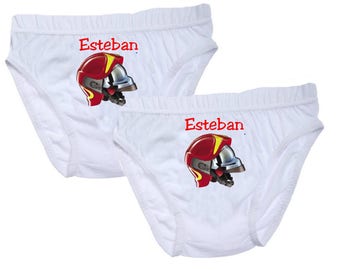 Pants boys personalized name with fireman helmet