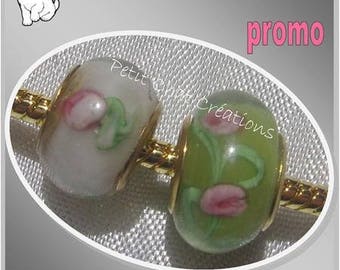 3 CHARMS PERLE RONDELLE DONUT VERRE ROUGE VERT JAUNE METAL ARGENTE SERPENT *D663