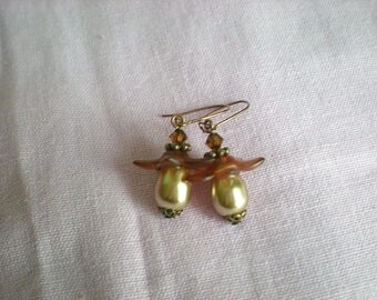 Lucite pearl earrings