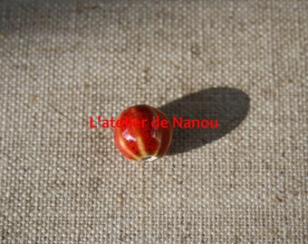 ceramic bead handmade 10 mm red pumpkin shape