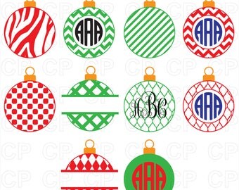 Christmas Ornament SVG, Christmas Ornament Clipart,Christmas Monogram Frames Cut Files for Cricut, Silhouette Studio_Digital Download