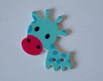 ❤ button giraffe wooden two holes