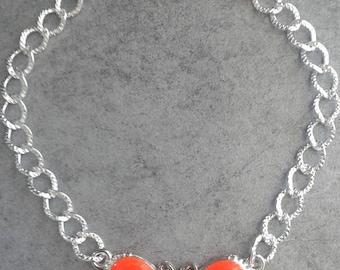BRACELET SILVER ORANGE BUTTERFLY