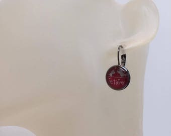 Earrings cabochon "I love you"