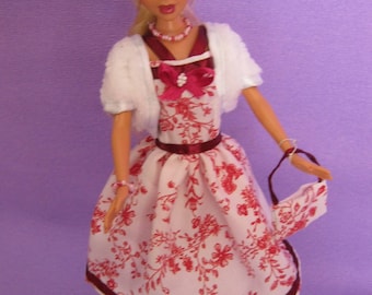 Short white dress has red flowers (B183)