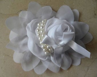 1 flower applique white 13 cm for sewing or craft