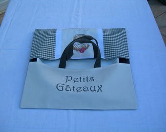 Bag holder or pie dish collection cotton checkered with inscription in unique model paint ST10