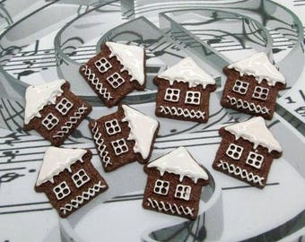 Cabochons 10 x gingerbread house.