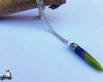 "Transparency" pendant necklace, pastel blue and green