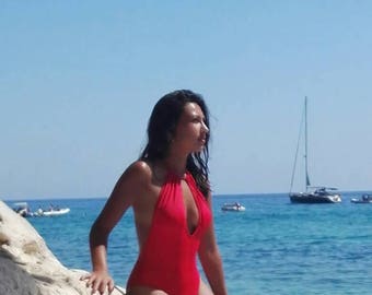 Red neck woman swimsuit