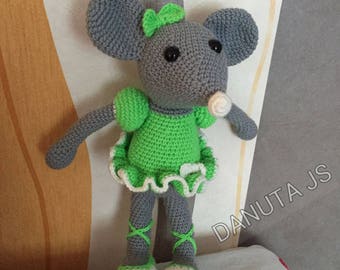 Toy plush mouse handmade acrylic wool and cotton crochet