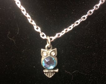 Aquamarine owl pendant
