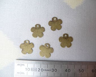 Set of 5 flowers bronze metal 1.1 cm