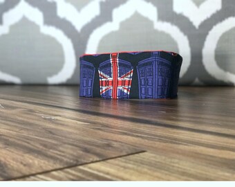 Handmade Headband/Fabric Headband/Reversible Headband/Women's Headband-Nerdy/Geeky Doctor Who/Whovian/Tardis and Red/Hair Accessory