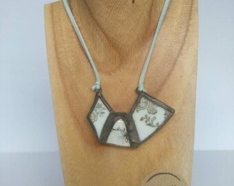Stained glass ceramic necklace