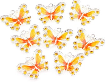 21.5x21 mm yellow enamel silver Butterfly charm